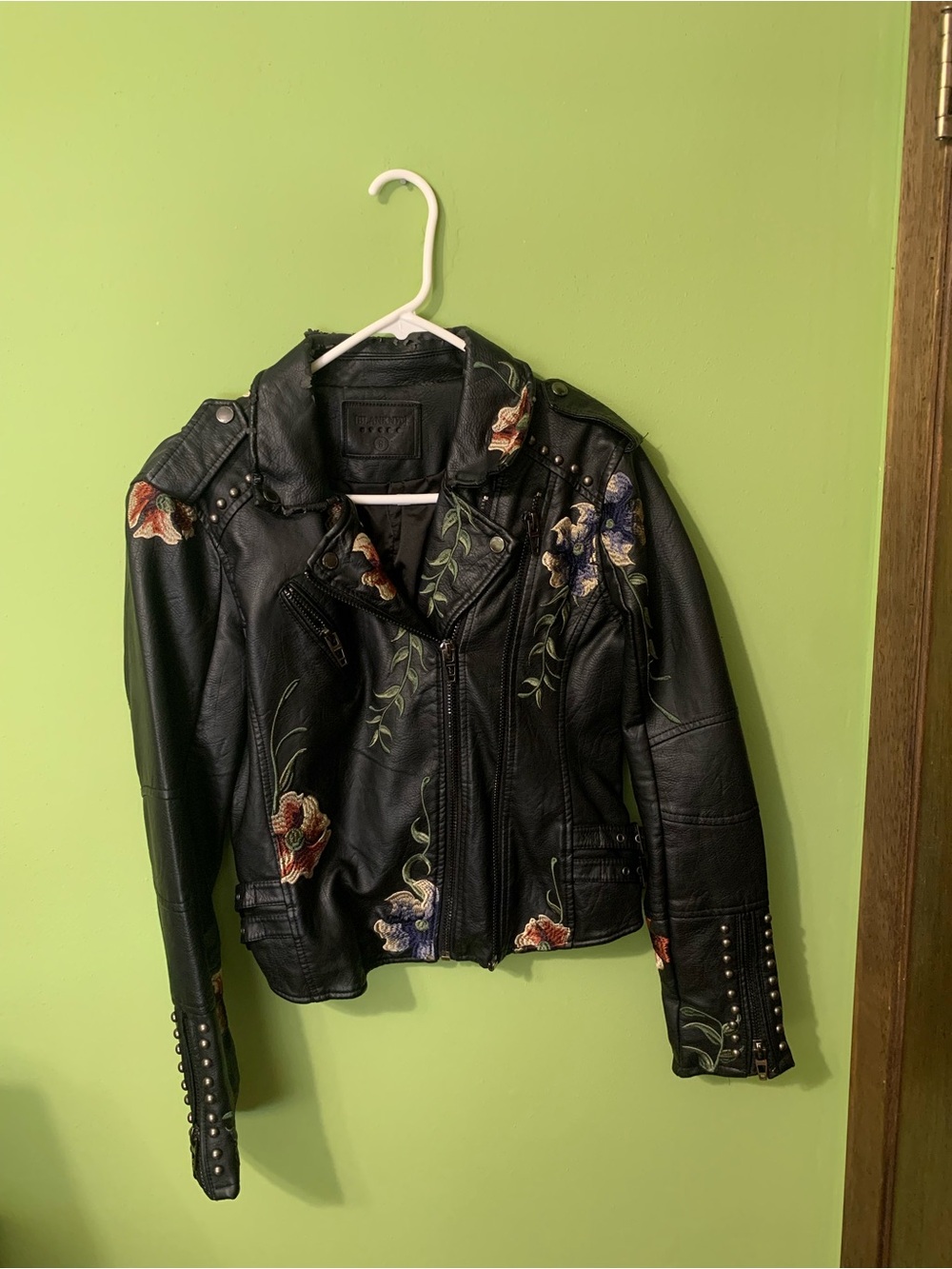 Blank NYC Black Leather Floral Studded Moto Jacket - Picture 2 of 13